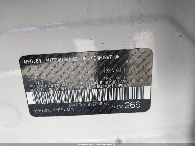 2017 MITSUBISHI OUTLANDER JA4AD3A39HZ068026 Photo 8