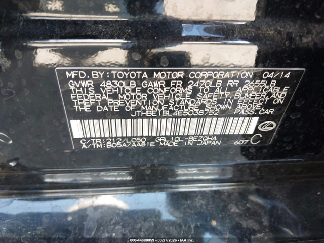 44680059 :رقم المزاد ، JTHBE1BL4E5038752 vin ، 2014 Lexus Gs 350 مزاد بيع