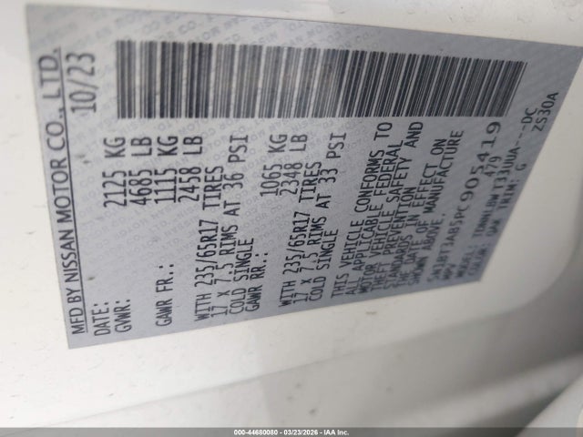 Nissan Rogue S Intelligent Awd 2023 5N1BT3AB5PC905419 Image 9