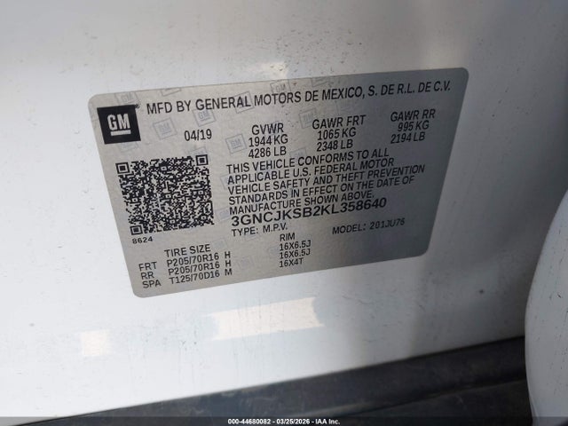 Chevrolet TRAX LS 2019 3GNCJKSB2KL358640 Image 9