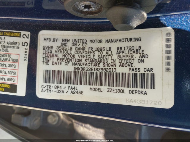 2008 TOYOTA COROLLA 1NXBR32E18Z992013 Photo 8