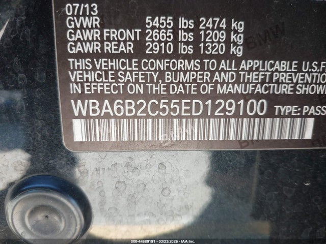 Продажа на аукционе авто 2014 Bmw 650i Gran Coupe, vin: WBA6B2C55ED129100, номер лота: 44680191