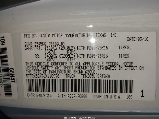 5TFRX5GN7JX116970 Toyota Tacoma Sr5
