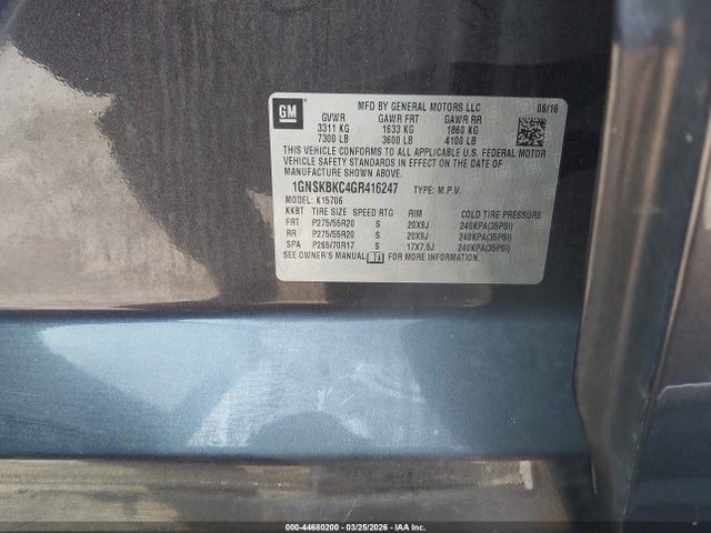 Chevrolet Tahoe Lt 2016 1GNSKBKC4GR416247 Image 9