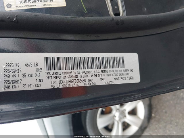 Jeep Compass Sport 2015 1C4NJDBB2FD269496 Image 9