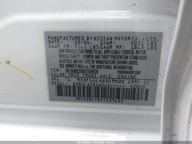 Nissan SENTRA SV 2025 3N1AB8CV8SY239635 Image 9