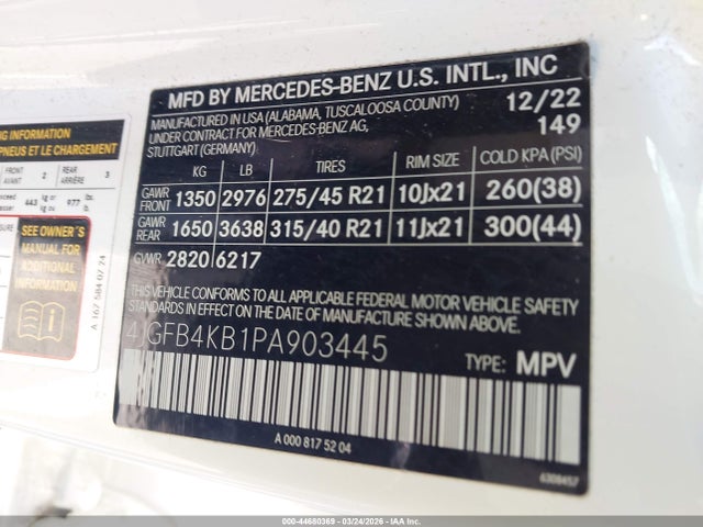 Продаж на аукціоні авто 2023 Mercedes-benz Gle 350 4matic, vin: 4JGFB4KB1PA903445, номер лоту: 44680369