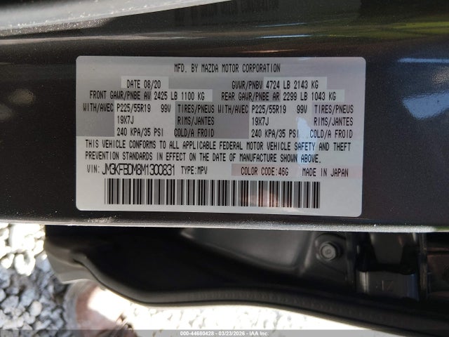 Aukcja sprzedaży 2021 Mazda Cx-5 Grand Touring, vin: JM3KFBDM8M1300831, numer aukcji: 44680428