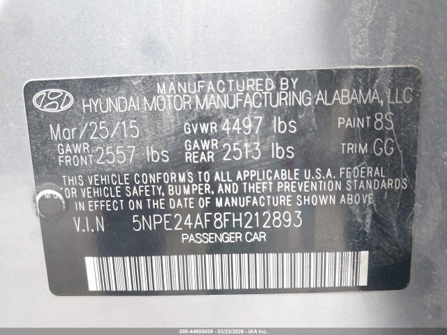 Продажа на аукционе авто 2015 Hyundai Sonata Se, vin: 5NPE24AF8FH212893, номер лота: 44680459