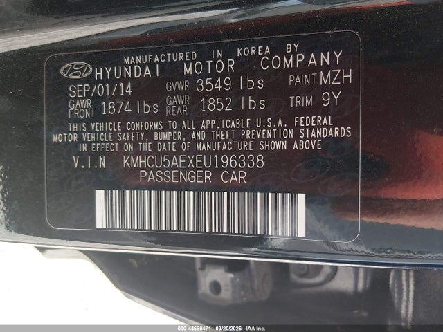 KMHCU5AEXEU196338 Hyundai ACCENT SE