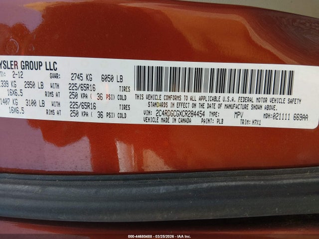 2012 DODGE GRAND CARAVAN 2C4RDGCGXCR284454 Photo 8
