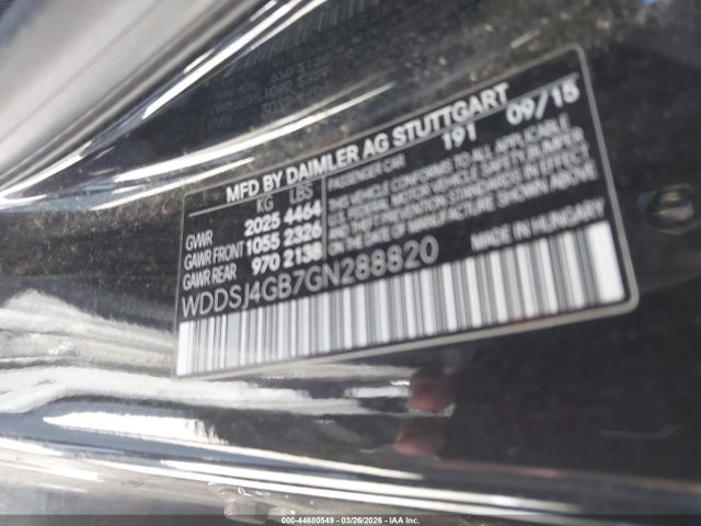 Продаж на аукціоні авто 2016 Mercedes-benz Cla 250 4matic, vin: WDDSJ4GB7GN288820, номер лоту: 44680549