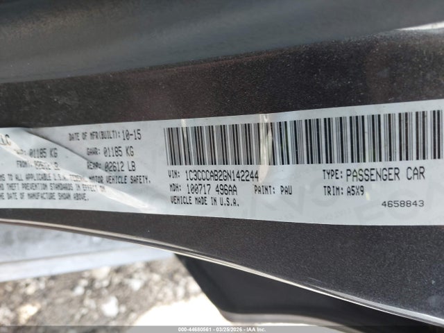 2016 Chrysler 200 Limited მანქანა იყიდება აუქციონზე, vin: 1C3CCCAB2GN142244, აუქციონის ნომერი: 44680561