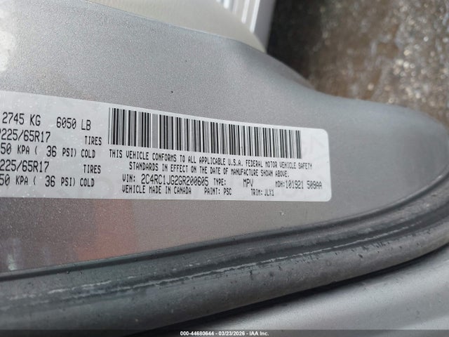 Продаж на аукціоні авто 2016 Chrysler Town & Country Limited, vin: 2C4RC1JG2GR200605, номер лоту: 44680644