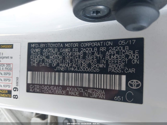 JTNB11HK4J3006526 Toyota CAMRY SE