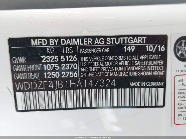 WDDZF4JB1HA147324 Mercedes-Benz E 300