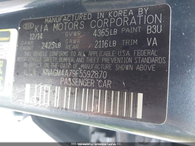 Продажа на аукционе авто 2015 Kia Optima Lx, vin: KNAGM4A79F5592870, номер лота: 44680722