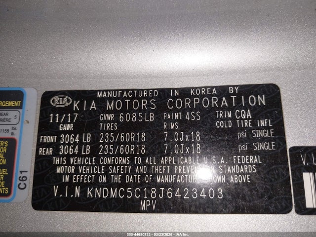 2018 KIA SEDONA KNDMC5C18J6423403 Photo 8