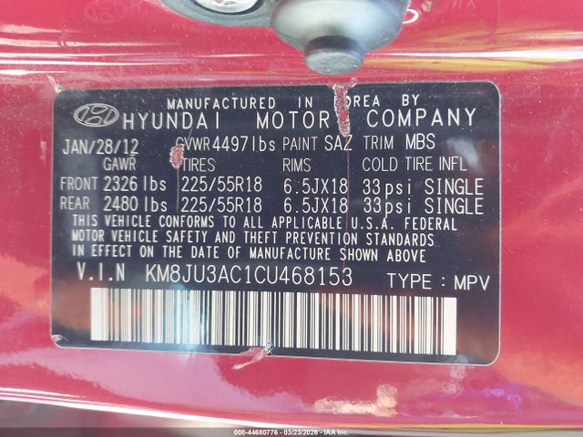 2012 HYUNDAI TUCSON KM8JU3AC1CU468153 Photo 8