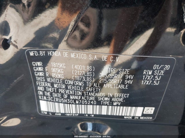3CZRU5H30LM705240 Honda Hr-v 2wd Lx