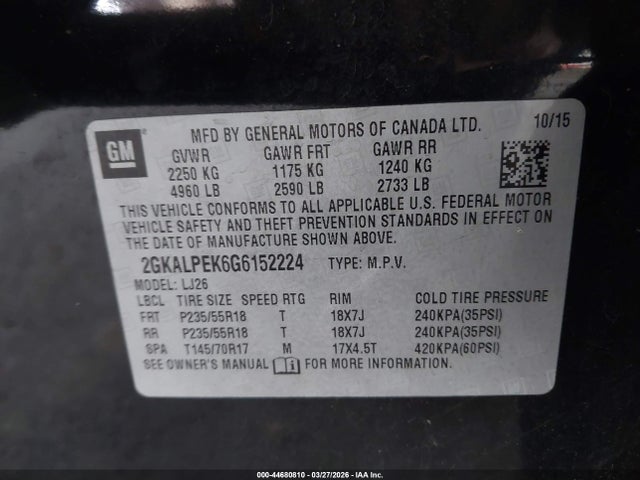 2GKALPEK6G6152224 GMC Terrain Slt