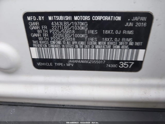 Продаж на аукціоні авто 2016 Mitsubishi Outlander Sport 2.4 Gt, vin: JA4AR4AW9GZ055017, номер лоту: 44680823