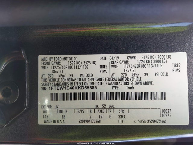 2019 FORD F-150 1FTEW1E40KKD55585 Photo 8