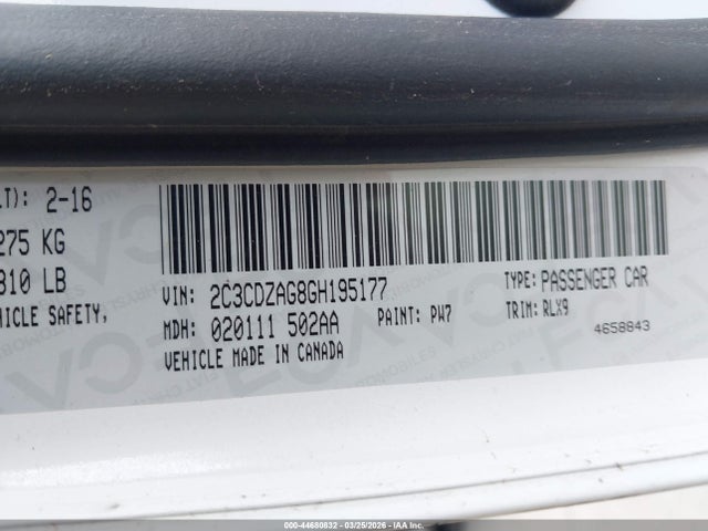 2016 Dodge Challenger Sxt Plus მანქანა იყიდება აუქციონზე, vin: 2C3CDZAG8GH195177, აუქციონის ნომერი: 44680832