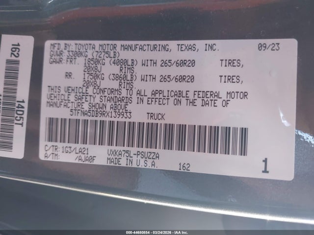 5TFNA5DB9RX139933 Toyota Tundra Platinum