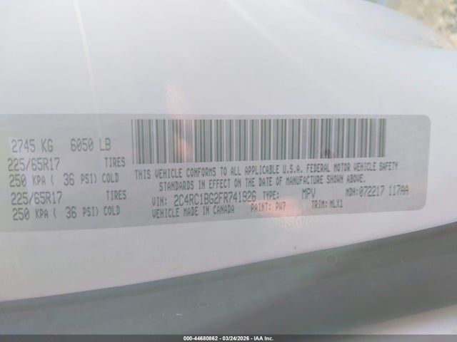 Продаж на аукціоні авто 2015 Chrysler Town & Country Touring, vin: 2C4RC1BG2FR741926, номер лоту: 44680862