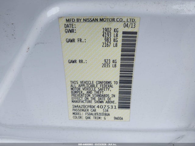2013 NISSAN LEAF 1N4AZ0CP8DC407531 Photo 8