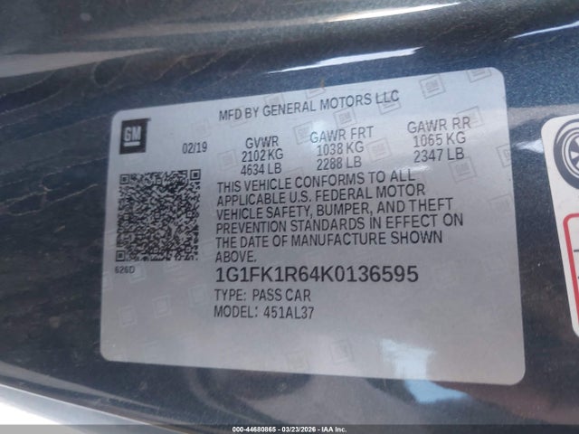 1G1FK1R64K0136595 Chevrolet CAMARO ZL1