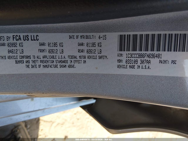 Aukcja sprzedaży 2015 Chrysler 200 S, vin: 1C3CCCBB6FN696481, numer aukcji: 44680870