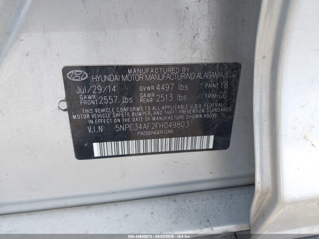 Aukcja sprzedaży 2015 Hyundai Sonata Limited, vin: 5NPE34AF2FH049803, numer aukcji: 44680873