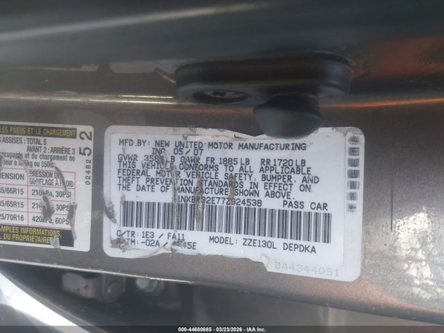 2007 TOYOTA COROLLA 1NXBR32E77Z924538 Photo 8