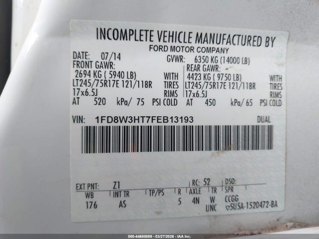 Ford F-350 Chassis Xl 2015 1FD8W3HT7FEB13193 Image 9