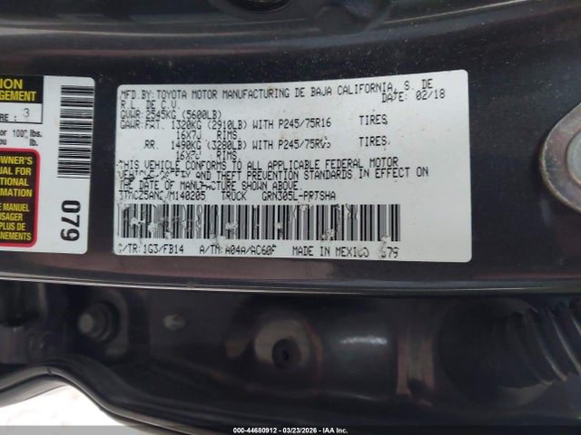 44680912 :رقم المزاد ، 3TMCZ5AN2JM140205 vin ، 2018 Toyota Tacoma Sr V6 مزاد بيع