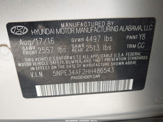 Продаж на аукціоні авто 2017 Hyundai Sonata Sport, vin: 5NPE34AF2HH486543, номер лоту: 44680939
