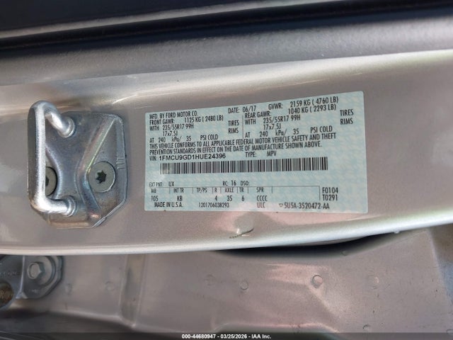Aukcja sprzedaży 2017 Ford Escape Se, vin: 1FMCU9GD1HUE24396, numer aukcji: 44680947