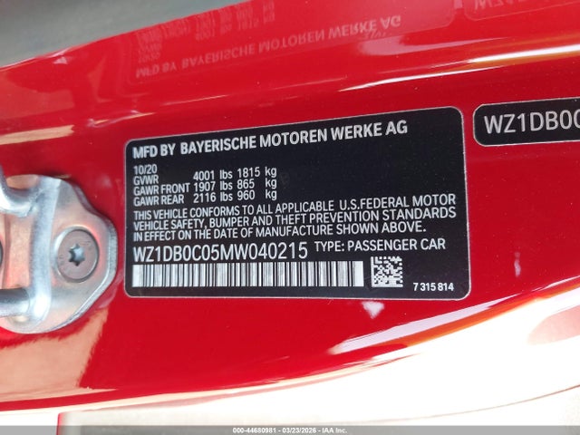 2021 TOYOTA GR SUPRA WZ1DB0C05MW040215 Photo 8