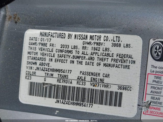 JN1AZ4EH8HM954177 Nissan 370z Touring