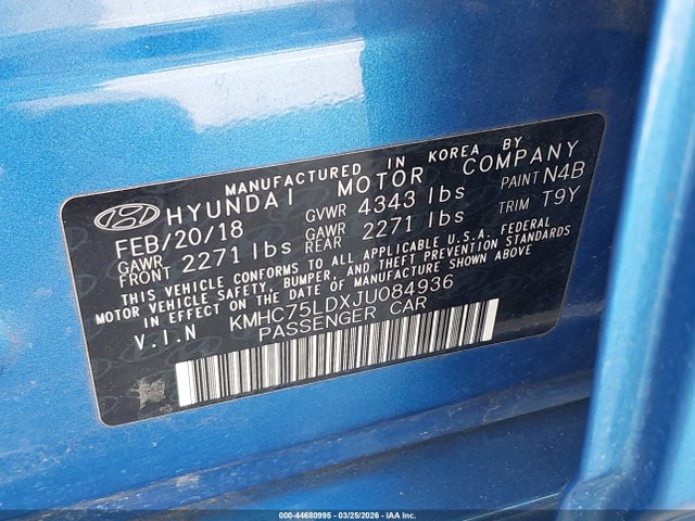 KMHC75LDXJU084936 Hyundai Ioniq Plug-in Hybrid Limited
