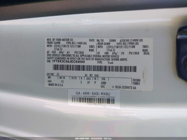 Ford F-350 Xl 2018 1FT8X3C64JEC84009 Image 9