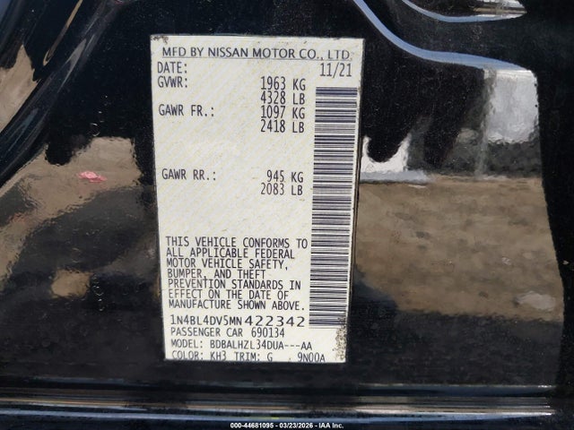 2021 NISSAN ALTIMA 1N4BL4DV5MN422342 Photo 8