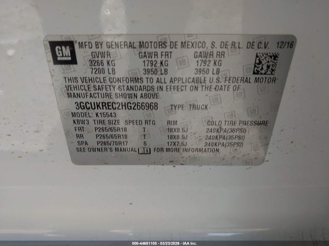 3GCUKREC2HG266968 Chevrolet Silverado 1500 1lt