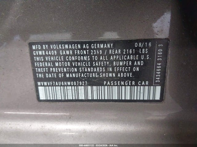 2017 VOLKSWAGEN GOLF R WVWVF7AU6HW087927 Photo 8