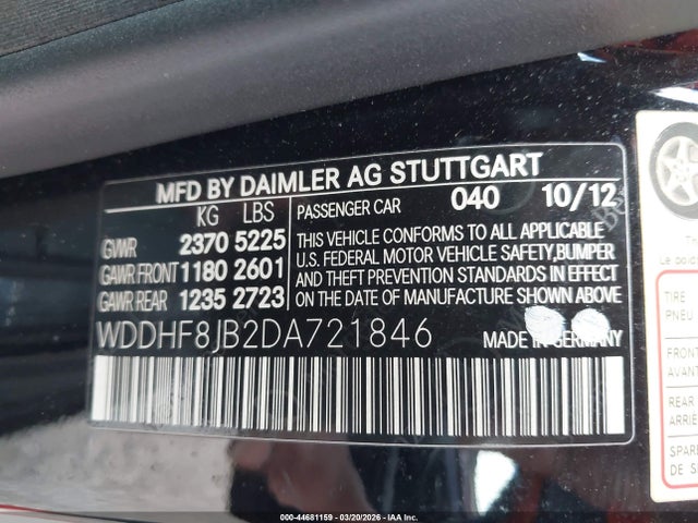 Продаж на аукціоні авто 2013 Mercedes-benz E 350 4matic, vin: WDDHF8JB2DA721846, номер лоту: 44681159