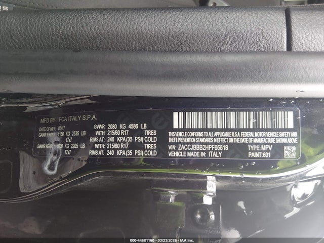 ZACCJBBB2HPF65618 Jeep Renegade Latitude 4x4