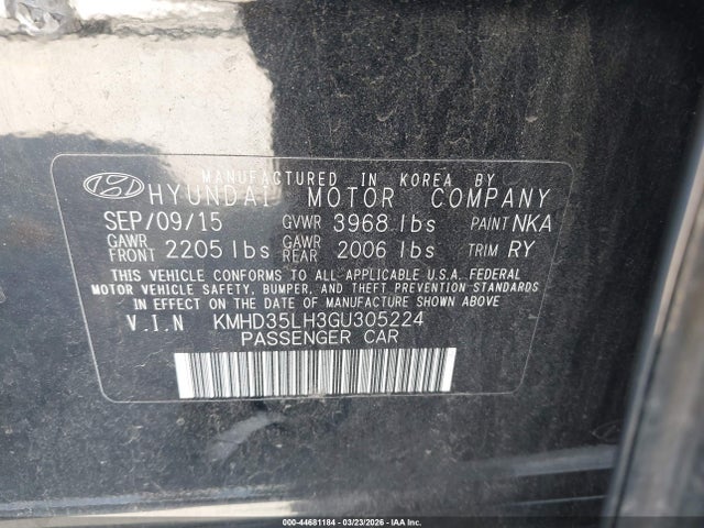 KMHD35LH3GU305224 Hyundai ELANTRA GT