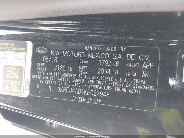 KIA FORTE S 2019 3KPF34AD1KE022948 Image 9